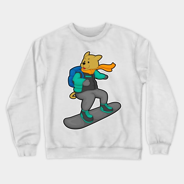 Dog as Snowboarder with Snowboard & Backpack Crewneck Sweatshirt by Markus Schnabel